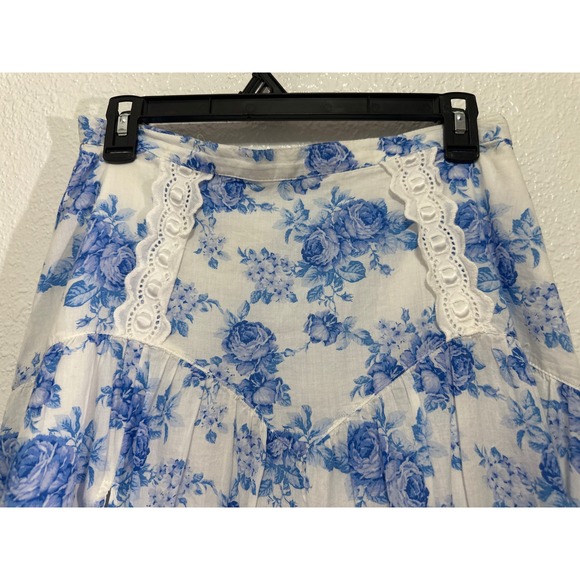 Altar D' State  Blue Floral Lace Tiered Maxi Skirt size M - Picture 7 of 13